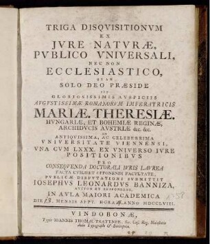 Triga Disqvisitionvm Ex Jvre Natvræ, Pvblico Vniversali, Nec Non Ecclesiastico