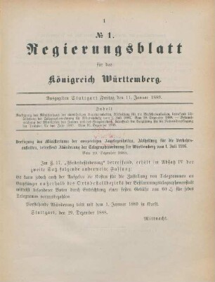 Freitag, den 11. Januar 1889-Donnerstag, den 19. Dezember 1889 = No. 1-31
