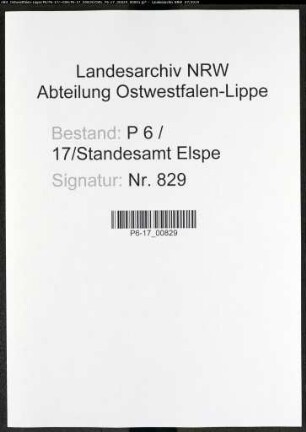 Sterberegister Standesamt Elspe