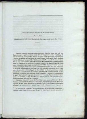 Notizie Ed Osservazioni Sulla Geo-Fauna Sarda Memoria Sesta. Risultamento delle ricerche fatte in Sardegna nella state del 1885.
