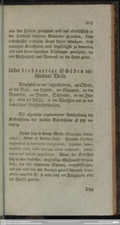 Ueber krebsartige Schäden verschiedner Theile