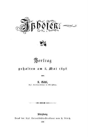 Iphofen : Vortrag, gehalten am 8. Mai 1898