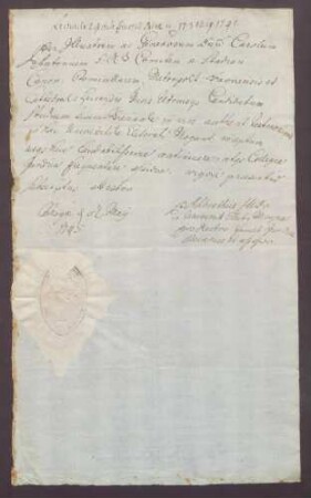 Mainzer Studienzeugnisse des Grafen Johann Karl Casimir von Stadion-Thannhausen.