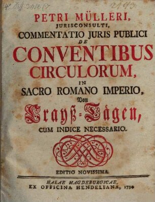 Commentatio iur. publ. de conventibus circulorum in Sacro Romano Imperio