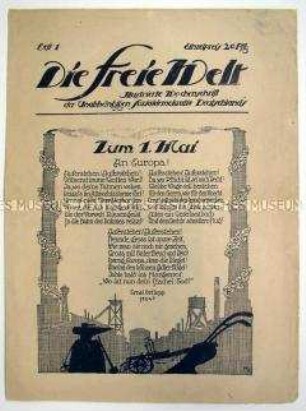 Erste Ausgabe der illustrierten Wochenzeitschrift der USPD "Die Freie Welt" zum 1. Mai 1919