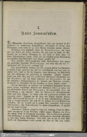 I. Unser Sonnensystem