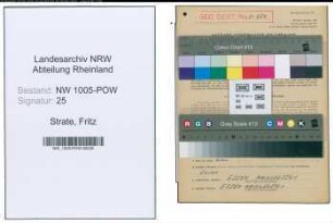 Entnazifizierung Fritz Strate , geb. 12.10.1906 (Polizeibeamter)