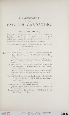 Bibliography of works on english gardening