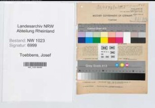 Entnazifizierung Josef Toebbens , geb. 11.06.1897 (Arzt)