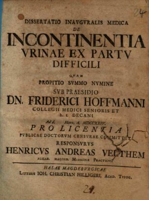 De incontinentia urinae ex partu difficili : dissertatio