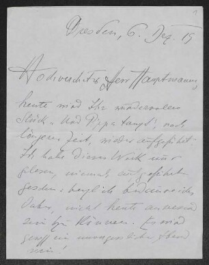 Brief von Theodor Däubler an Gerhart Hauptmann
