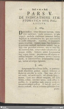 Pars V. De Indicatione Symptomatica Sive Palliativa