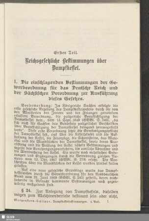 I. Teil. Reichsgesetzliche Bestimmungen über Dampfkessel