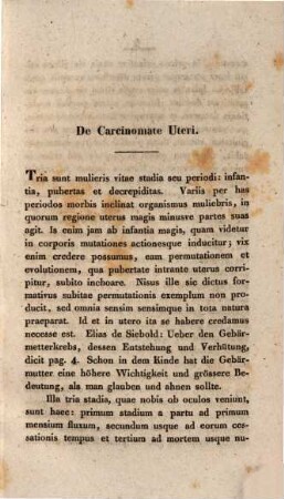 De carcinomate uteri : diss. inaug.