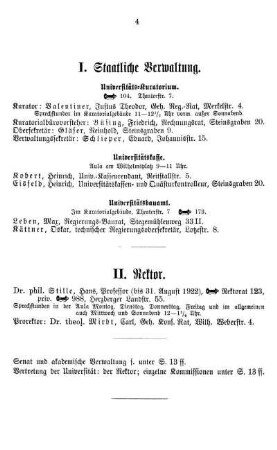 I. Staatliche Verwaltung. Universitäts=Kuratorium.[-] VII. Gesellschaft der Wissenschaften.