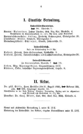 I. Staatliche Verwaltung. Universitäts=Kuratorium.[-] VII. Gesellschaft der Wissenschaften.