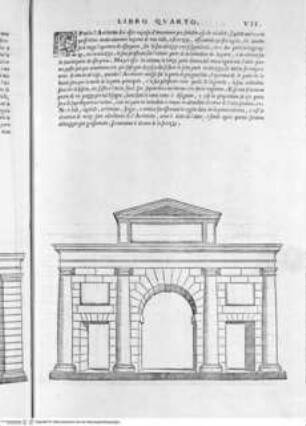 Regole generali di architettura di Sabastiano Serlio bolognese sopra le cinque maniere degli edifici, ... (4. Buch), Folio VII: Stadttor, Ansicht