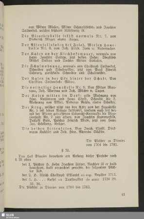 § 31. Die Pächter zu Dinnies von 1704 bis 1783