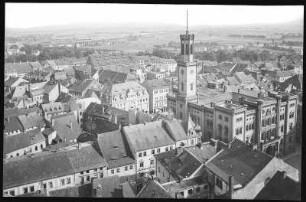 Zittau. Blick über die Stadt zum Rathaus