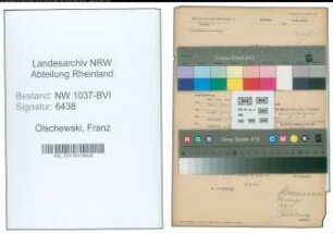 Entnazifizierung Franz Olschewski , geb. 07.05.1907 (Postfacharbeiter)