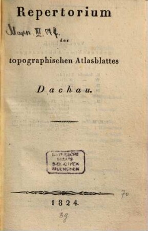 Repertorium des topographischen Atlasblattes Dachau