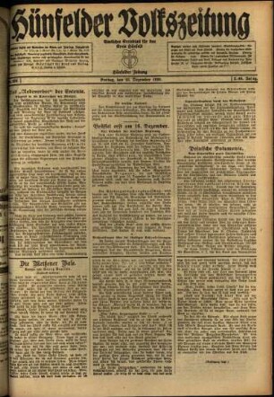 Ausgabe vom Freitag, den 10. Dezember 1920.