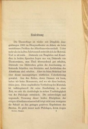 Prolegomena zur Geschichte des Theaters im Alterthum : Untersuchungen über die Entwickelung des Dramas, der Bühne, des Theaters