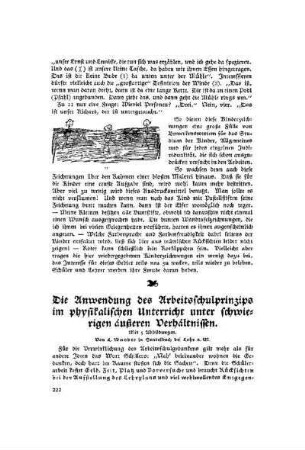 Die Anwendung des Arbeitsschulprinzips im physikalischen Unterricht unter schwierigen äußeren Verhältnissen