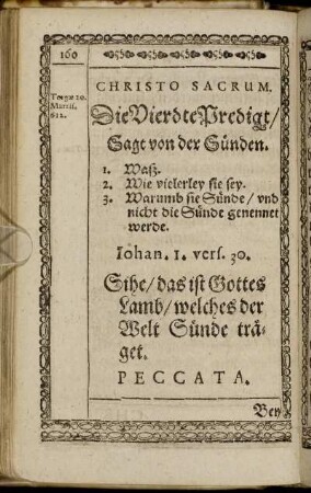 Die Vierdte Predigt, Sagt von der Sünden.
