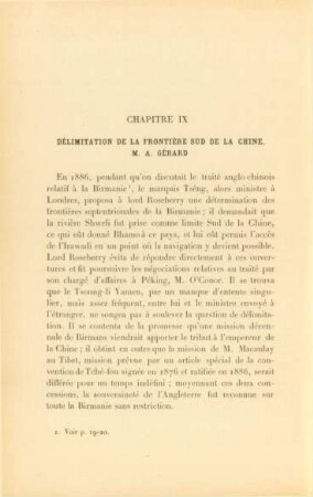 Chapitre IX. Délimitation de la frontière sud de la Chine. M. A. Gérard