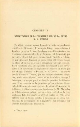 Chapitre IX. Délimitation de la frontière sud de la Chine. M. A. Gérard