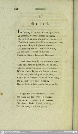 II. Ariost