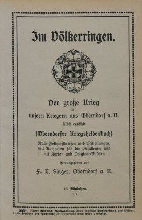 Bändchen 10: Im Völkerringen
