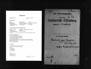 Untersuchungsakte gegen Dietrich v. Jagow wegen Geheimbündelei