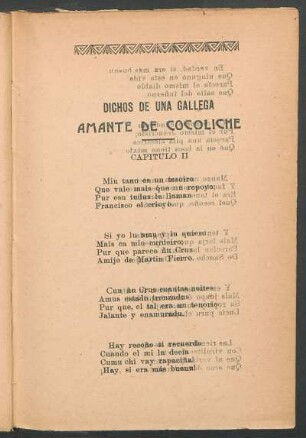 Dichos de una gallega - Amante de Cocoliche: Capítulo II