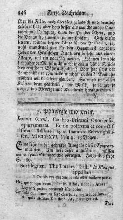 7. Philologie und Kritik.