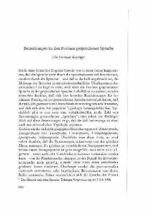Bemerkungen zu den Formen gesprochener Sprache