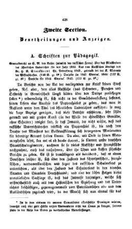 Beurtheilungen und Anzeigen : zweite Section