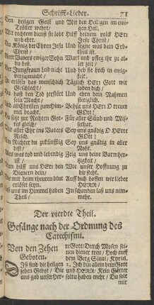 Der vierdte Theil. Gesänge nach der Ordnung des Catechismi.