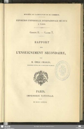 Rapport sur l'enseignement secondaire
