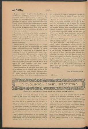 La evolución social Argentina : Extracto de una obra próxima a aparecer, títulada "La legislación agraria de Rivadavia"