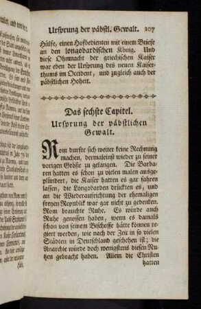 107, Das VI. Capitel. Ursprung der päpstlichen Gewalt.