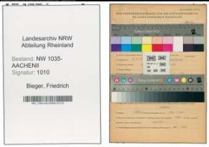 Entnazifizierung Friedrich Bieger , geb. 09.09.1897 (Bergmann)