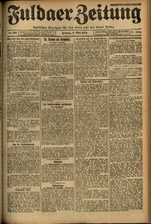 Erste Ausgabe vom Freitag, den 09. Mai 1924.