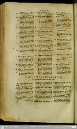 Index Tertius Rerum & verborum memorabilium