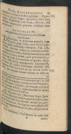 Articulus IV. A captivitate Babylonica ad reditum Indaorum