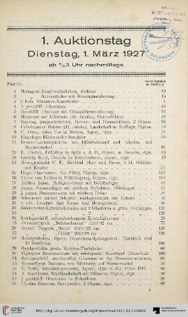 1. Auktionstag (Nr. 1-300)