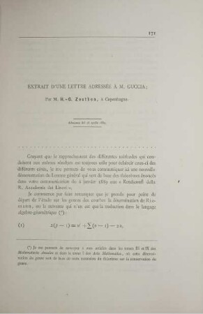 Extrait d´une lettre adressée A.M. Guccia.