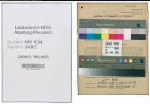 Entnazifizierung Heinrich Jansen , geb. 02.07.1886 (Wachmann)