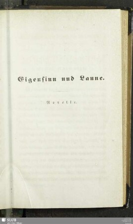 Eigensinn und Laune : Novelle